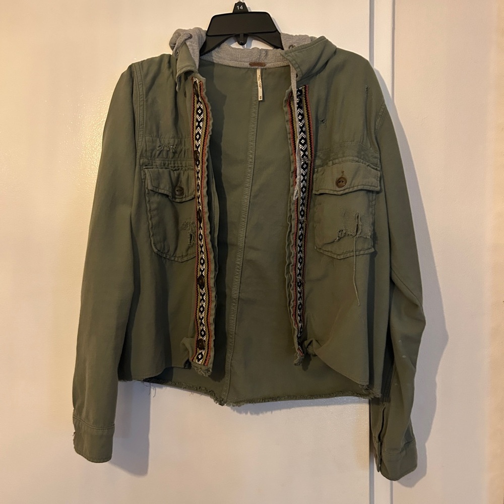 EUC Free People Basin Plaid Hooded Button Down